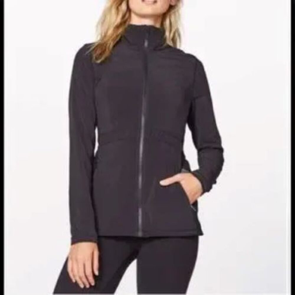 Lululemon Black Full Zip Round Trip Fitted Stretch Performance Jacket Size 4